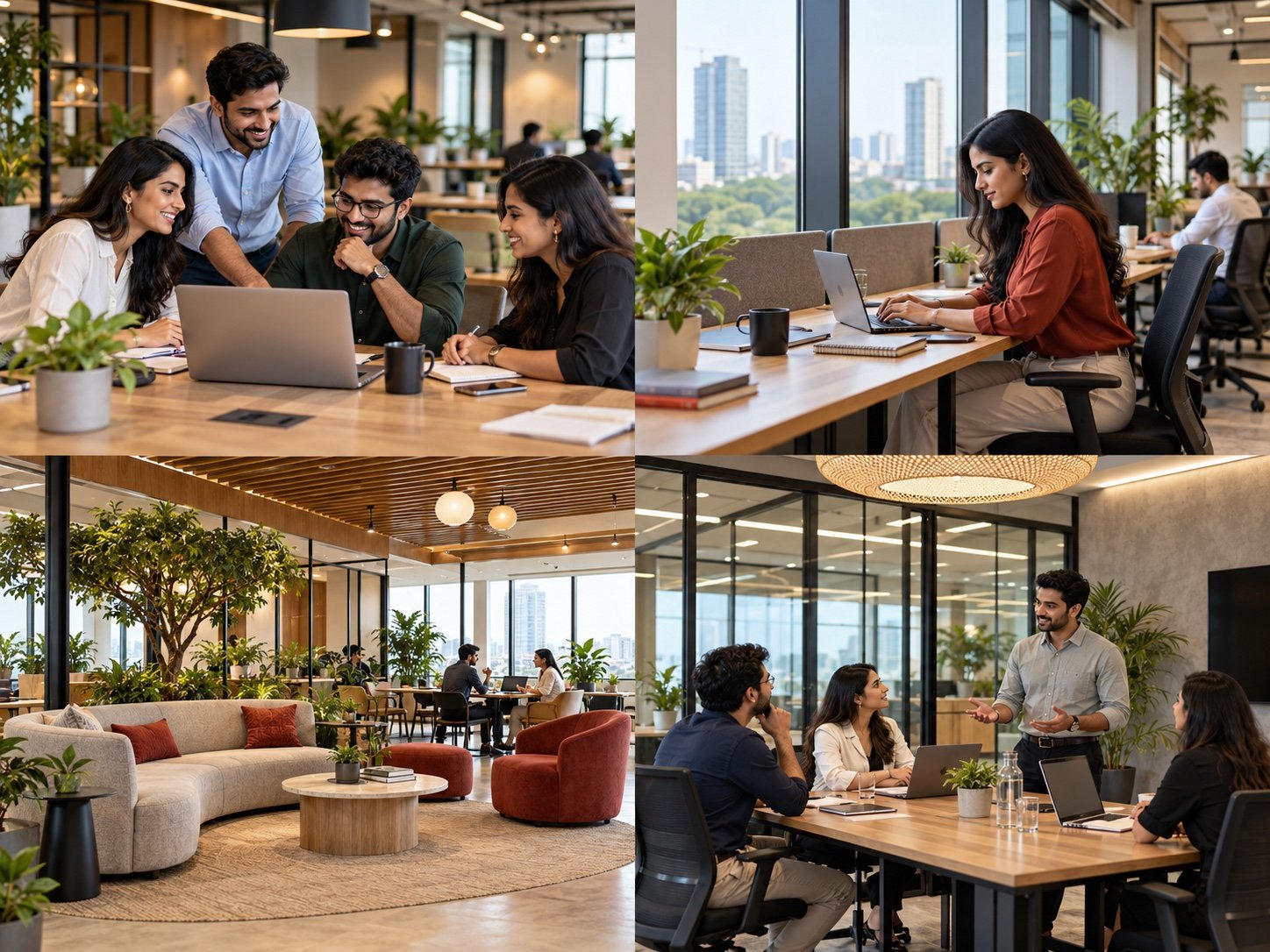 Modern coworking teams, meeting rooms and collaborative workspaces